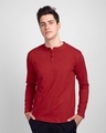Shop Bold Red Full Sleeve Henley T-Shirt-Front