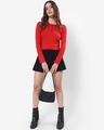 Shop Women's Red Henley Slim Fit T-shirt-Front
