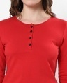 Shop Women's Red Henley Slim Fit T-shirt