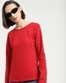 Shop Bold Red Full Sleeves T-Shirt-Front