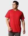 Shop Bold Red Half Sleeve Plus Size T-Shirt-Front