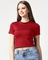 Shop Women's Bold Red Slim Fit Snug Blouse-Front