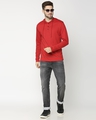 Shop Bold Red Henley Hoodie Full Sleeve T-Shirt