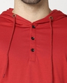 Shop Bold Red Henley Hoodie Full Sleeve T-Shirt