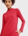 Shop Bold Red High Neck Slim Fit Pocket Dress
