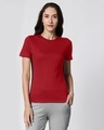Shop Bold Red Jet Black Contrast Side Seam Panel Regular T-Shirt-Front