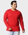 Shop Bold Red Plus Size Full Sleeve T-Shirt-Front