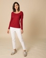 Shop Bold Red Scoop Neck Full Sleeve T-Shirt-Full