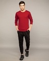 Shop Bold Red Slit Neck Full Sleeve Henley T-shirt