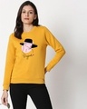 Shop Bonjour Heart Fleece Sweatshirt Mustard Yellow-Front