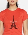 Shop Bonjour Paris Half Sleeve Printed Red T-Shirt-Front