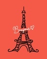 Shop Bonjour Paris Half Sleeve Printed Red T-Shirt