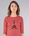 Shop Bonjour Paris Round Neck 3/4th Sleeve T-Shirt-Front