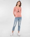 Shop Women's Pink Bonjour Paris Graphic Printed 3/4th Sleeve Slim Fit T-shirt-Full