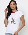 Shop Bonjour Paris Varsity Half Sleeve T-shirt-Front