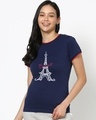 Shop Bonjour Paris Varsity Half Sleeve T-shirt-Front