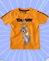 Shop Boys Orange Tom Jerry Graphic Printed T Shirt-Front