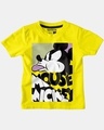 Shop Boys Yellow Mickey Mouse Graphic Printed T Shirt-Front
