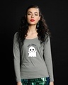 Shop Boo Cares Scoop Neck Full Sleeve T-Shirt-Front
