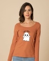 Shop Boo Cares Scoop Neck Full Sleeve T-Shirt-Front