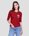 Shop Boo Pocket Stripe Round Neck 3/4 Sleeve T-Shirt-Front