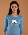 Shop Book Bear Round Neck 3/4th Sleeve T-Shirt-Front