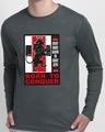 Shop Born To Conquer Full Sleeve T-Shirt Nimbus Grey-Front