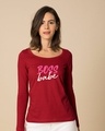 Shop Boss Babe Scoop Neck Full Sleeve T-Shirt-Front