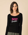 Shop Boss Babe Scoop Neck Full Sleeve T-Shirt-Front