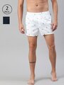 Shop Pack of 2 Men's Blue & White All Over Printed Boxers-Front