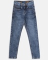Shop Boys Blue Washed Slim Fit Jeans 3-Front