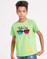 Shop Boys Green Holi Crew Graphic Printed T-shirt-Front
