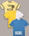 Shop Pack of 3 Boys Multicolor Typography T-shirt-Front