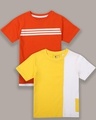 Shop Pack of 2 Boys Orange & Yellow Color Block T-shirt-Front