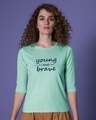 Shop Brave And Young Round Neck 3/4th Sleeve T-Shirt-Front