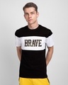 Shop Brave Camouflage Color Block T-Shirt-Front