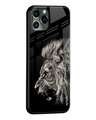 Shop Black Brave Lion Iphone 12 Premium Glass Case (Gorilla Glass & Shockproof Anti-Slip Silicone)-Design