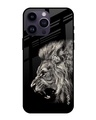 Shop Brave Lion Printed Premium Glass Cover for Apple iPhone 14 Pro Max (Shockproof, Light Weight)-Front