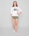 Shop Women's White Break Code Graphic Printed 3/4 Sleeve Slim Fit T-shirt-Design