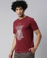 Shop Men's Maroon Regular Fit Printed Tshirt-Design
