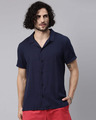 Shop Men's Navy Blue Regular Fit Shirt-Front