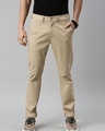 Shop Men's Beige Slim Fit Trousers-Front