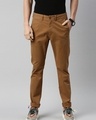 Shop Men's Brown Slim Fit Trousers-Front