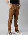 Shop Men's Brown Slim Fit Trousers-Design