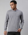Shop Men's Dark Grey Melange Polo  T Shirt-Front