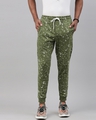 Shop Men's Green  Splatter Printed Knitted Jogger-Front