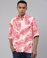 Shop Men's Red Floral Printed Boxy Fit Shirt-Front