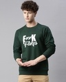 Shop Men's Green Printed  Full Sleeve Sweatshirt-Front