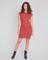 Shop Brick Red Cap Sleeve Plain T-Shirt Dress-Full