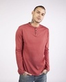 Shop Brick Red Full Sleeve Henley T-Shirt-Front